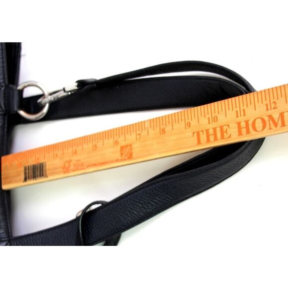 ROOMY Calvin Klein BLACK REAL LEATHER LOGO SHOULDER BAG HANDBAG TOTE HOBO PURSE - Picture 16 of 16